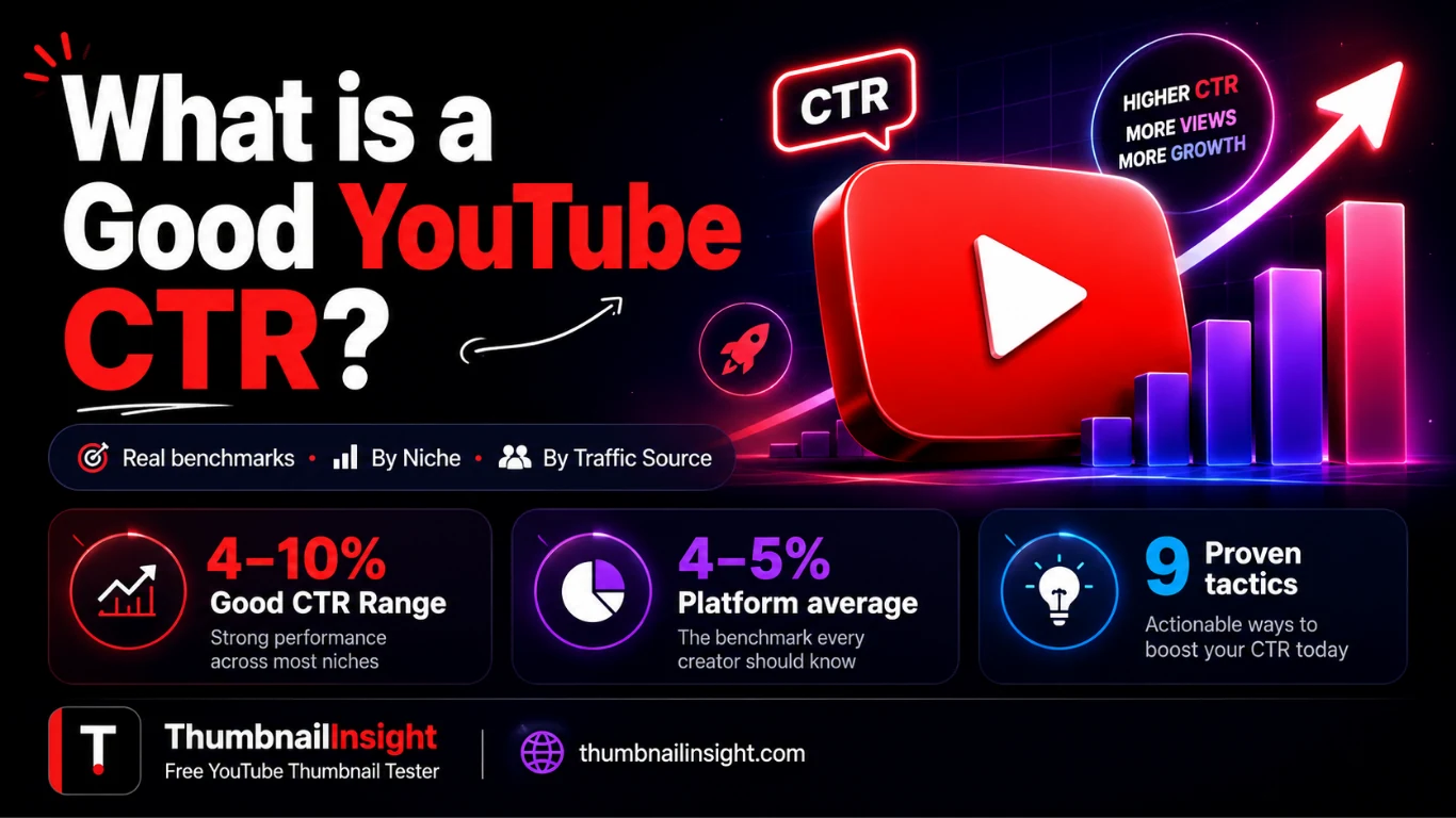 What is a good YouTube CTR in 2026 — benchmarks by niche and traffic source showing average click-through rates for gaming, finance, education and lifestyle channels